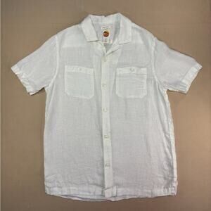 C&C California Men's White 100% Linen Casual Button Down Shirt Size Small